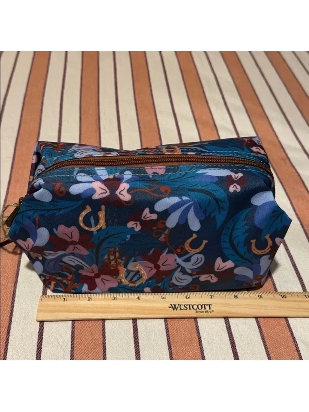Catchfly Gold Horseshoe Cosmetic Pouch Bag NWT